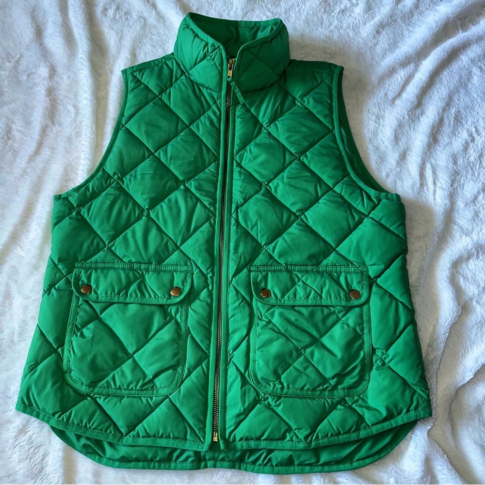 J. Crew Green Quilted Vest Size L